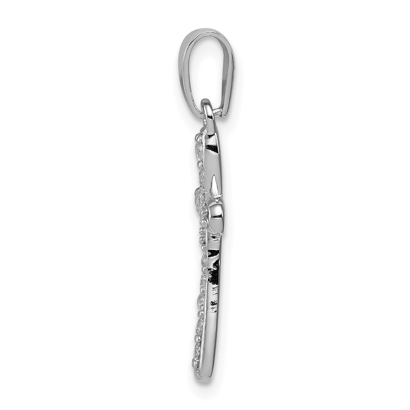 Sterling Silver Rhodium Plated CZ Cross Pendant