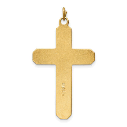 Sterling Silver Platinum-plated Satin/Polished Vermeil Corpus Cross Pendant