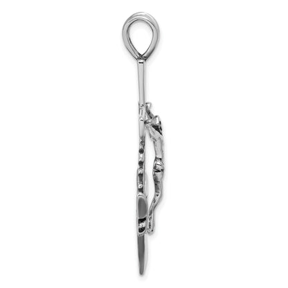 Sterling Silver Antiqued Mariner Crucifix Charm