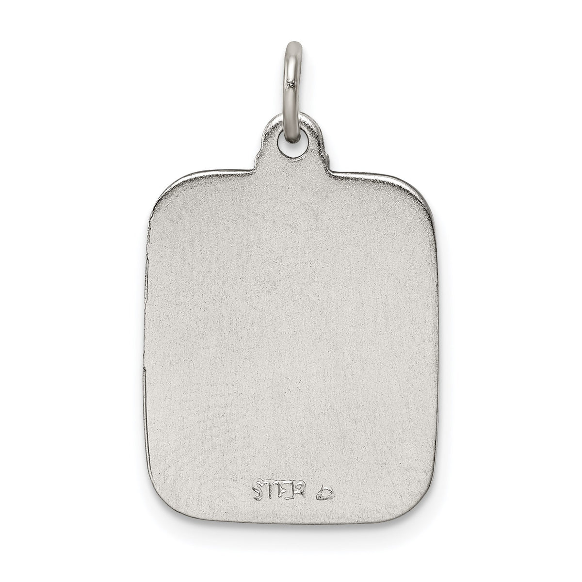 Sterling Silver Blue Enamel Square St. Christopher Medal Pendant