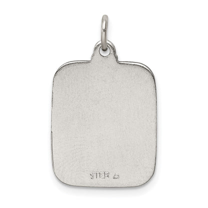 Sterling Silver Blue Enamel Square St. Christopher Medal Pendant