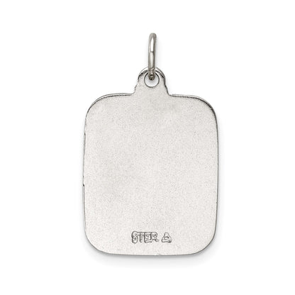 Sterling Silver Teal Enamel Square St. Christopher Medal Pendant