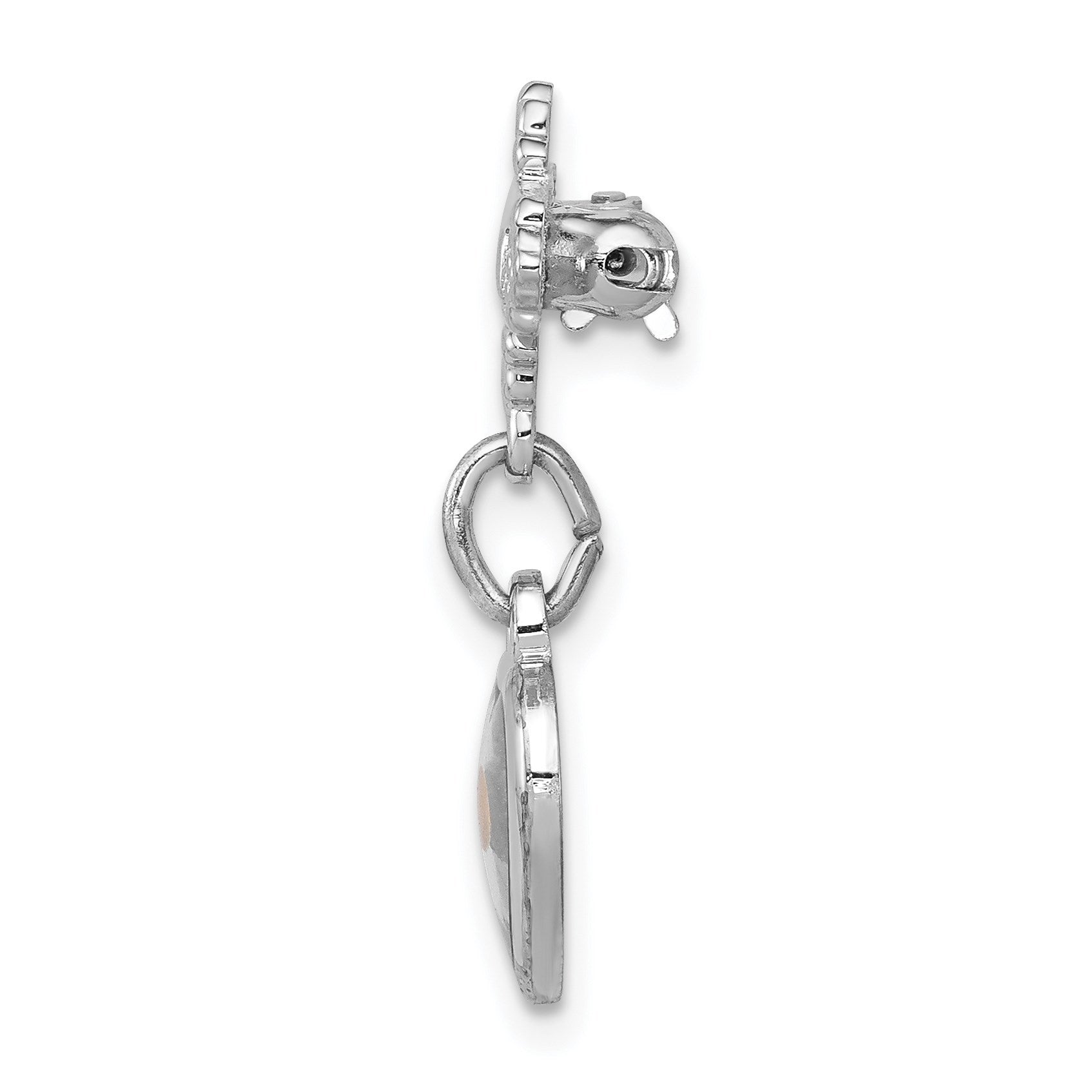 Sterling Silver Platinum-plated Polished Heart w/ Epoxy Mustard Seed Pin