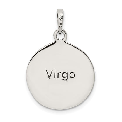 Sterling Silver Polished Antique Finish Virgo Horoscope Zodiac Pendant