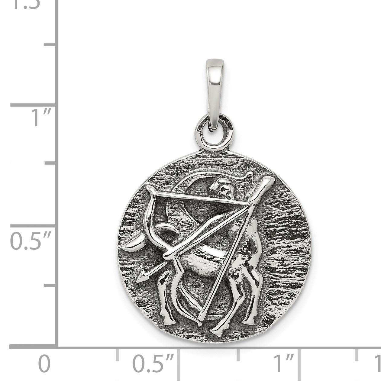 Sterling Silver Polished Antique Finish Sagittarius Horoscope Zodiac Pendan