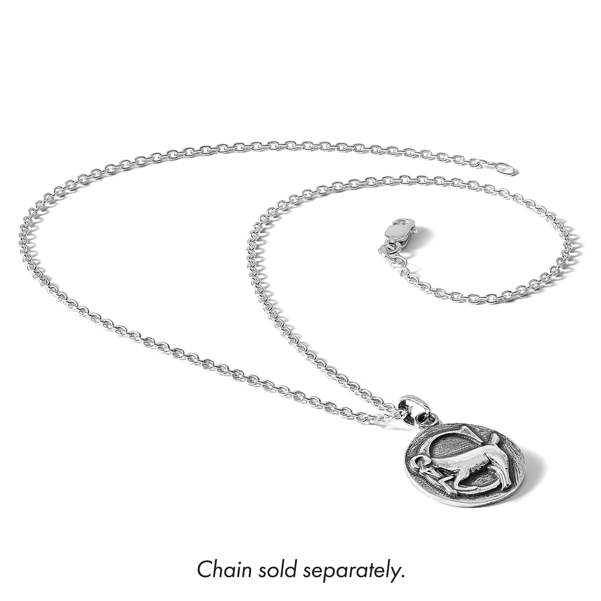 Sterling Silver Polished Antique Finish Capricorn Horoscope Zodiac Pendant