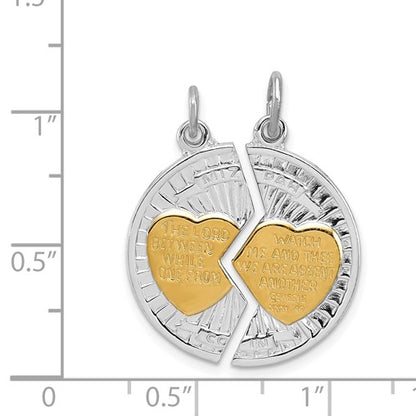 Sterling Silver Platinum-plated & Gold-plated Polished Mizpah 2-piece Penda