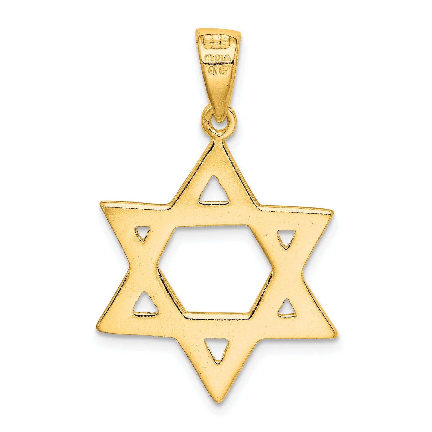 Sterling Silver Gold-tone Polished Star Of David Pendant
