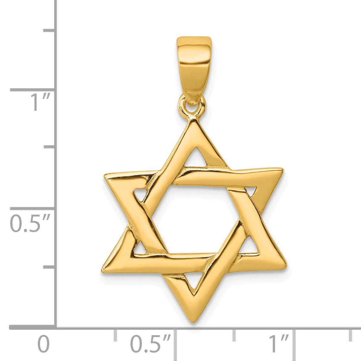 Sterling Silver Gold-tone Polished Star Of David Pendant