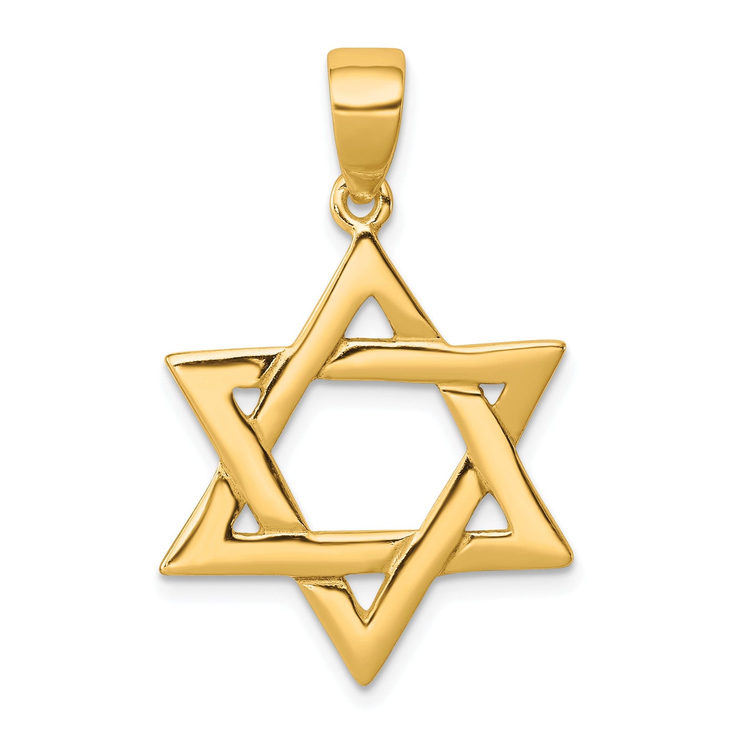 Sterling Silver Gold-tone Polished Star Of David Pendant
