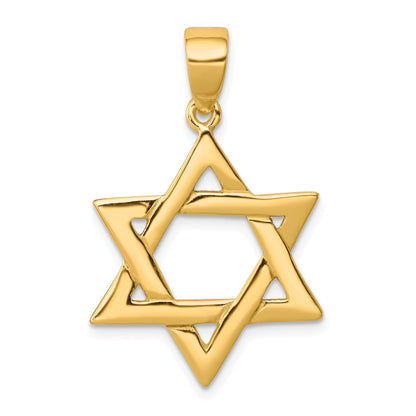 Sterling Silver Gold-tone Polished Star Of David Pendant
