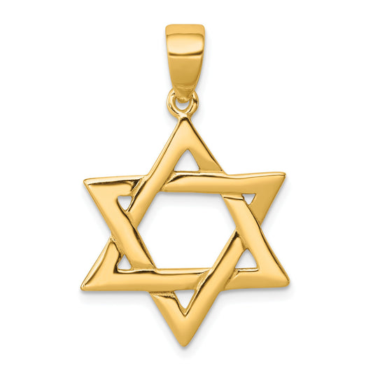 Sterling Silver Gold-tone Polished Star Of David Pendant