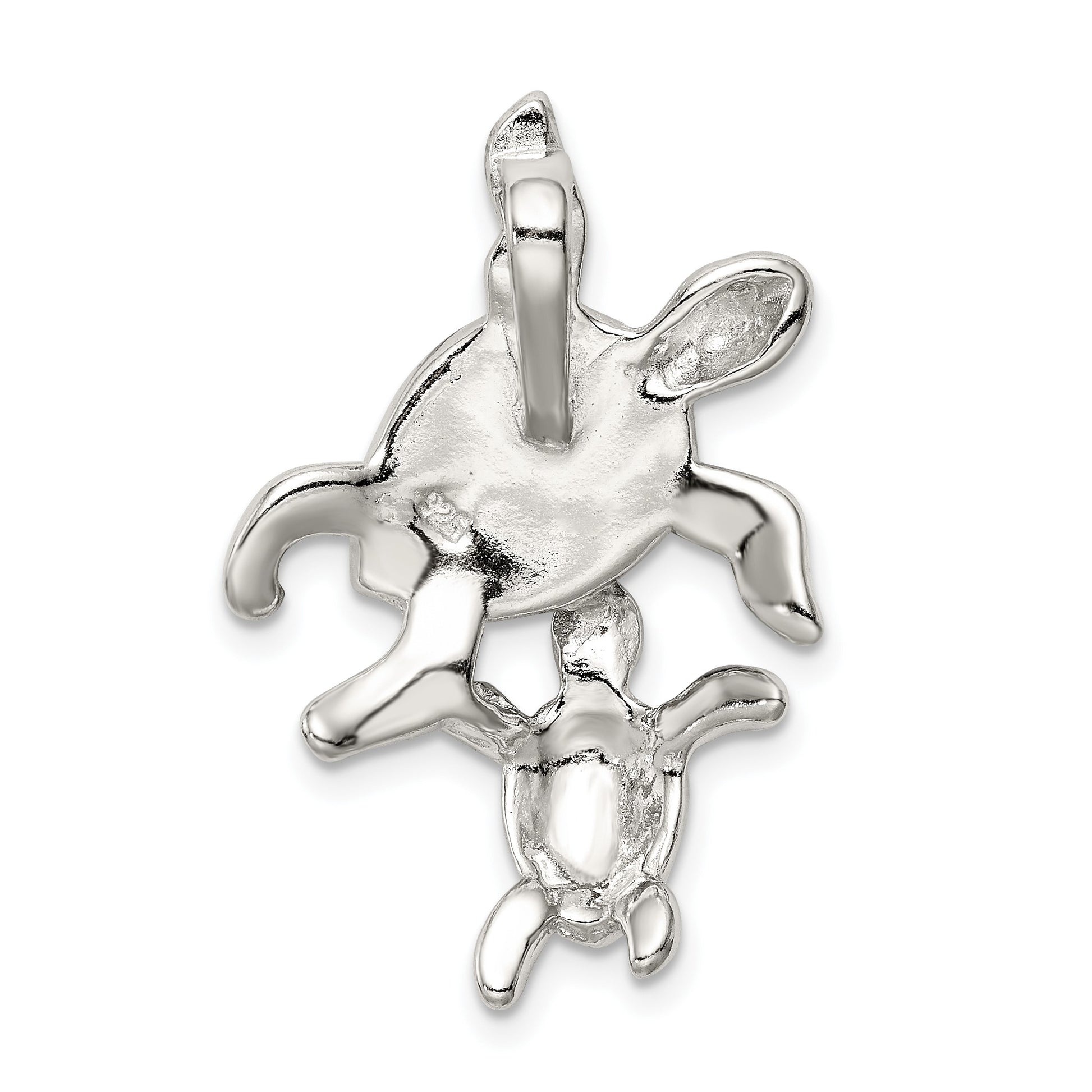 Sterling Silver Rhodium-plated Polished Blue Inlay Created Opal Turtle Slide