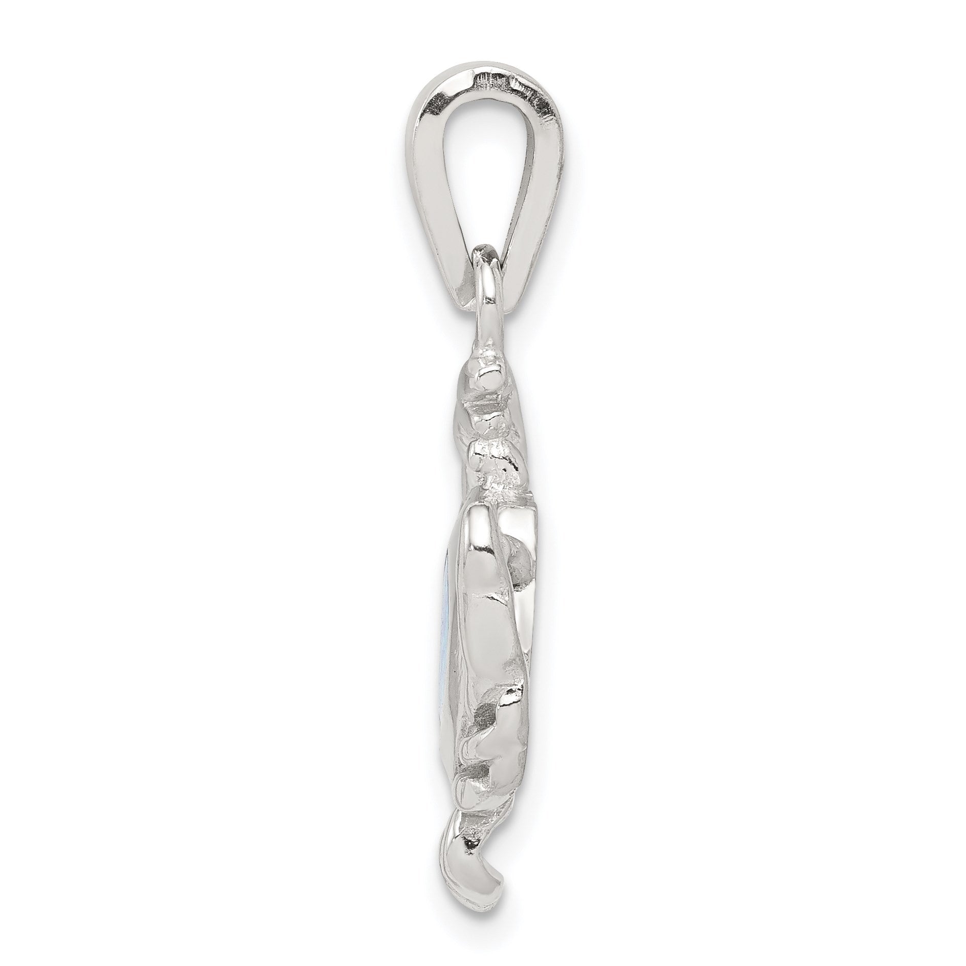 Sterling Silver Rhodium-plated Blue Inlay Created Opal Crab Pendant
