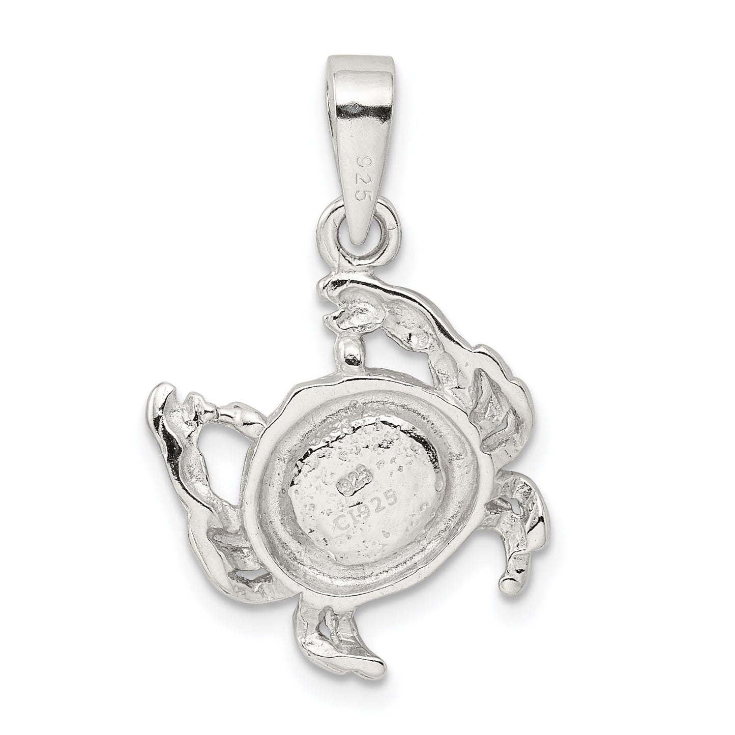 Sterling Silver Rhodium-plated Blue Inlay Created Opal Crab Pendant