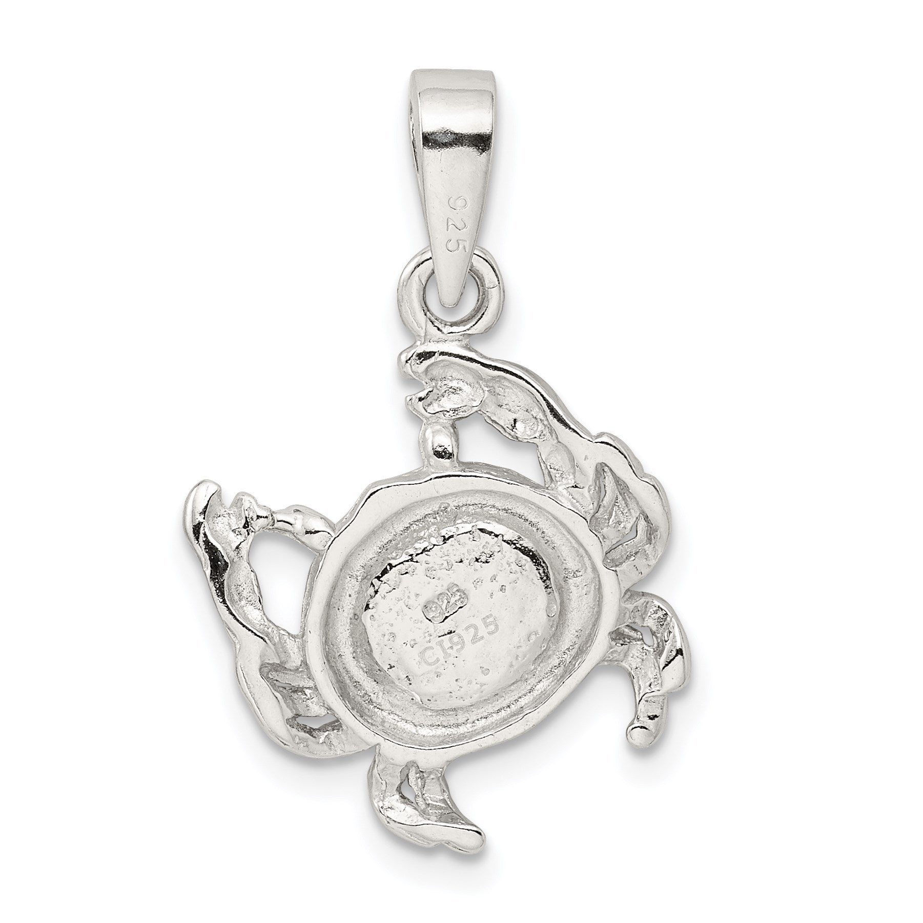 Sterling Silver Rhodium-plated Blue Inlay Created Opal Crab Pendant
