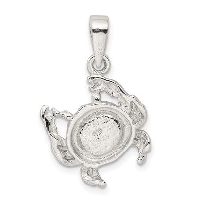 Sterling Silver Rhodium-plated Blue Inlay Created Opal Crab Pendant