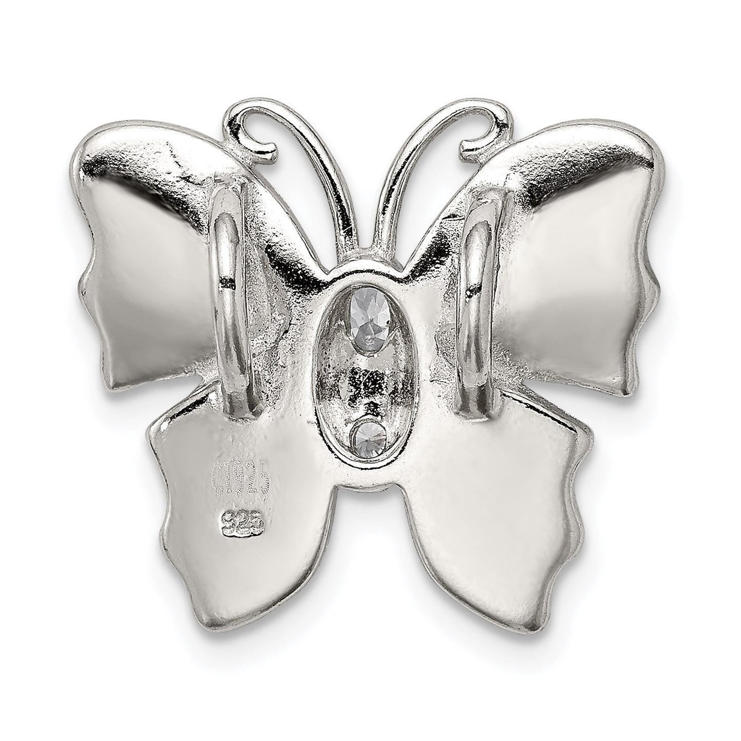 Sterling Silver Rhodium- plated Inlay Blue Created Opal Butterfly Pendant