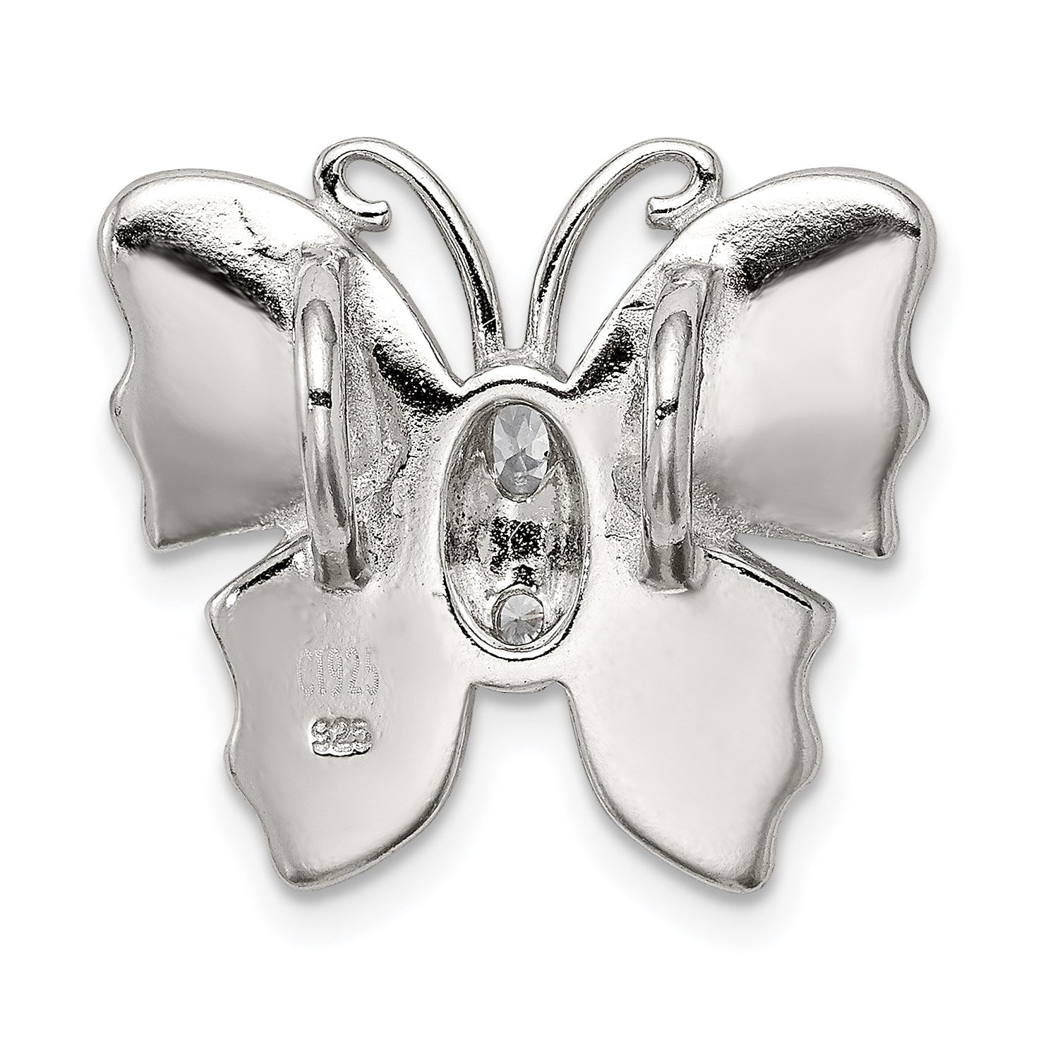 Sterling Silver Rhodium- plated Inlay Blue Created Opal Butterfly Pendant