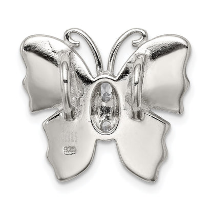 Sterling Silver Rhodium- plated Inlay Blue Created Opal Butterfly Pendant
