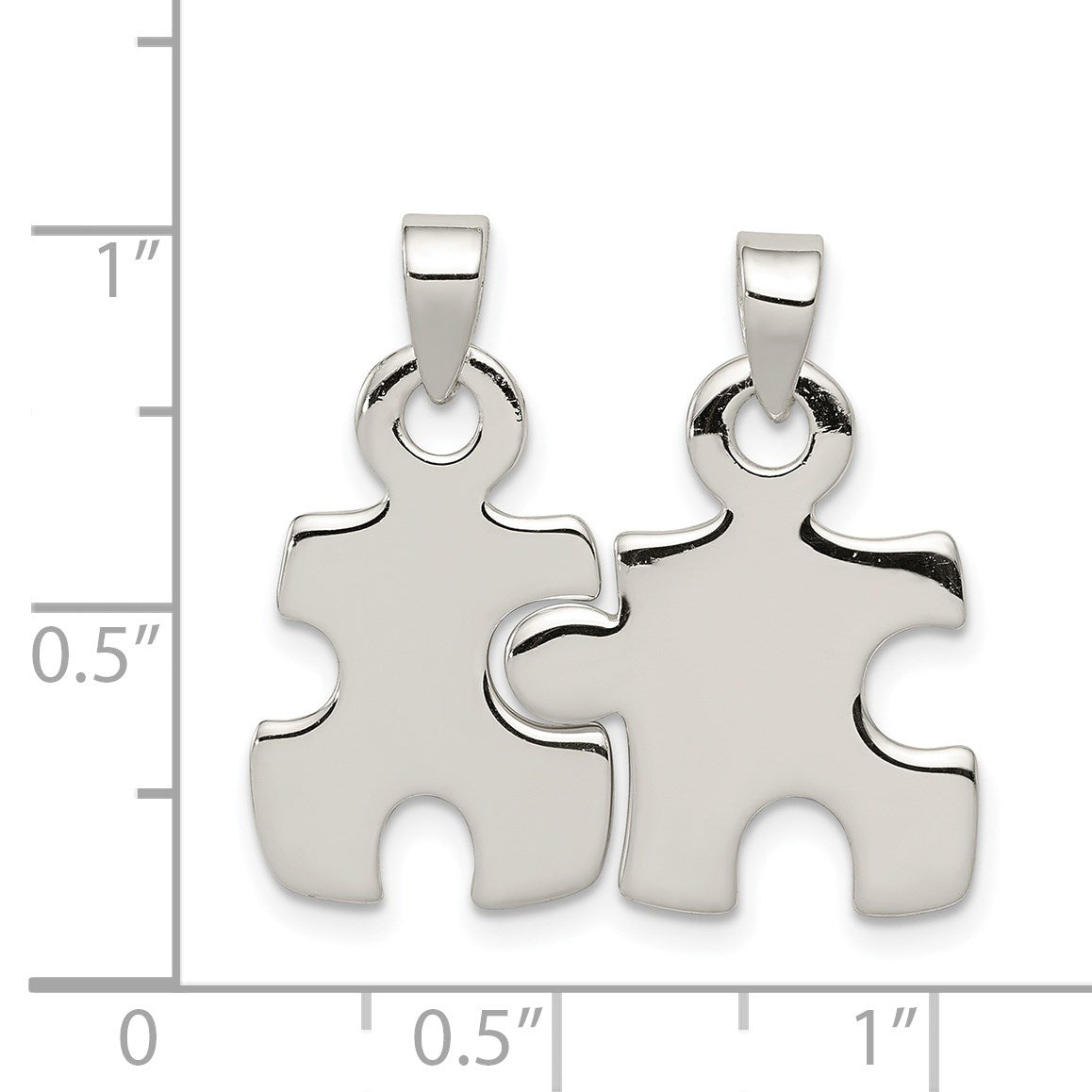 Sterling Silver Polished Puzzle Pieces Pendant