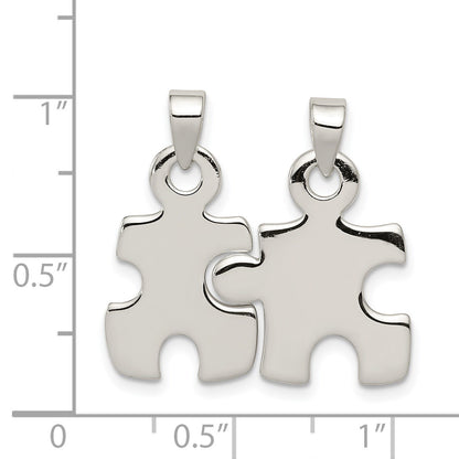 Sterling Silver Polished Puzzle Pieces Pendant