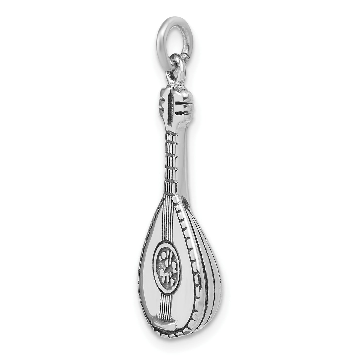 Sterling Silver Antiqued 3D Mandolin Charm