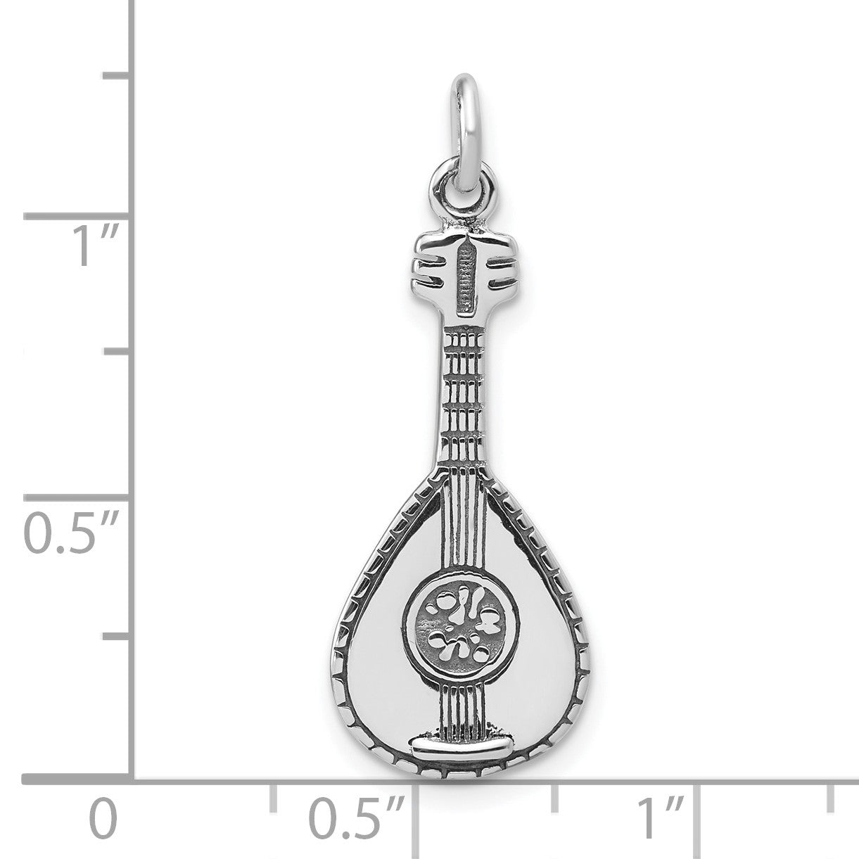 Sterling Silver Antiqued 3D Mandolin Charm