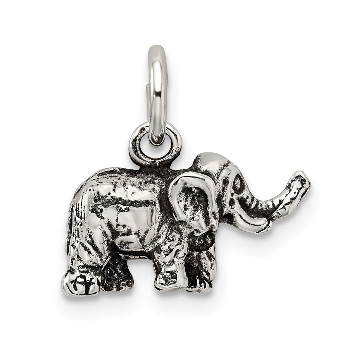 Sterling Silver Antiqued Elephant Charm