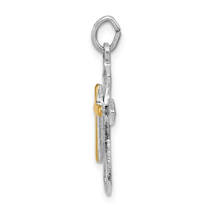Sterling Silver Platinum-plated & Vermeil Cross Pendant