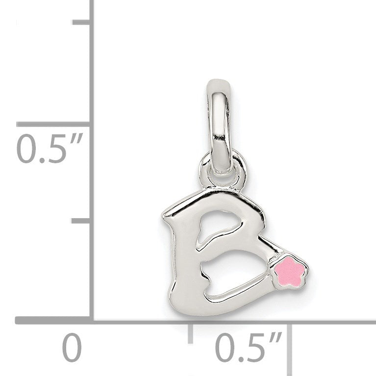 Sterling Silver Letter B with Enamel Pendant