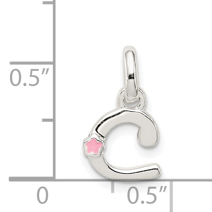 Sterling Silver Letter C with Enamel Pendant