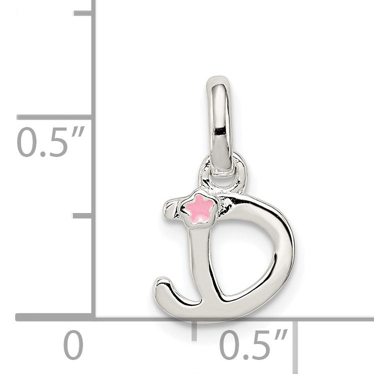 Sterling Silver Letter D with Enamel Pendant