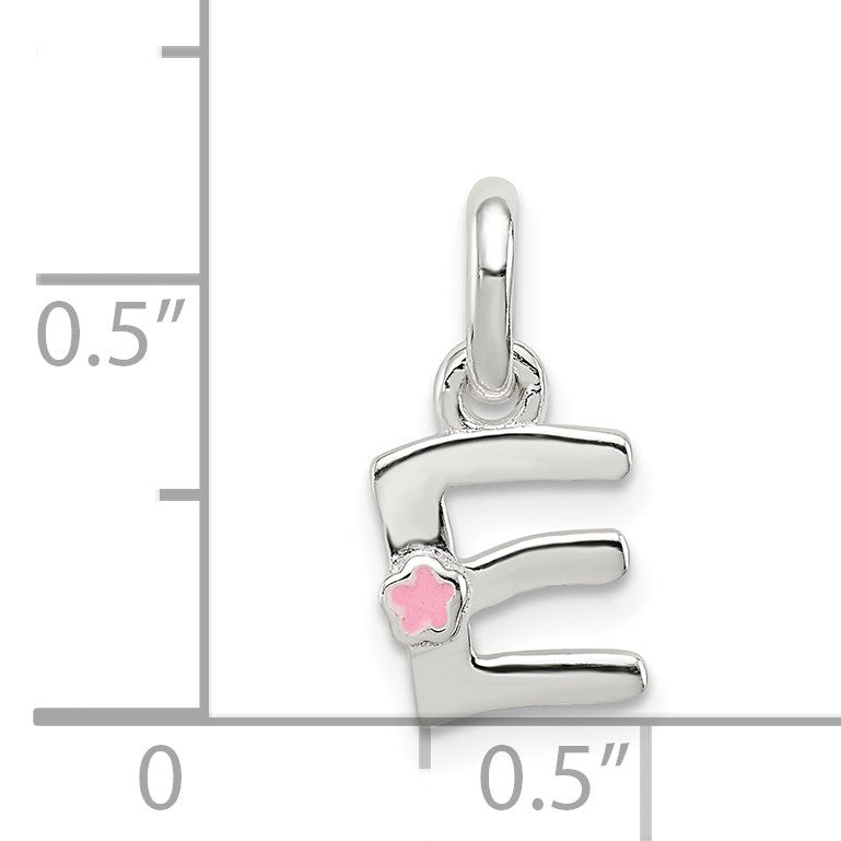 Sterling Silver Letter E with Enamel Pendant