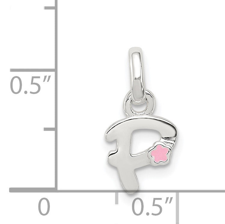 Sterling Silver Letter P with Enamel Pendant