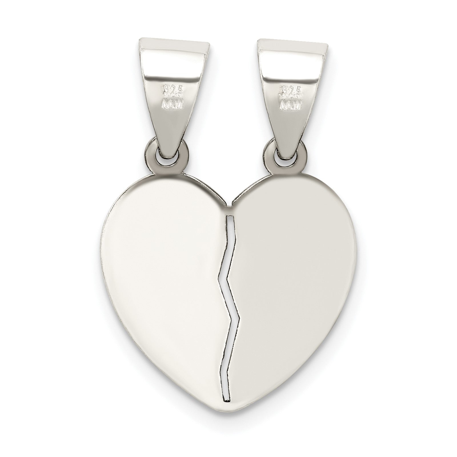 Sterling Silver Antiqued Mini I Love You Break Apart Heart Pendant