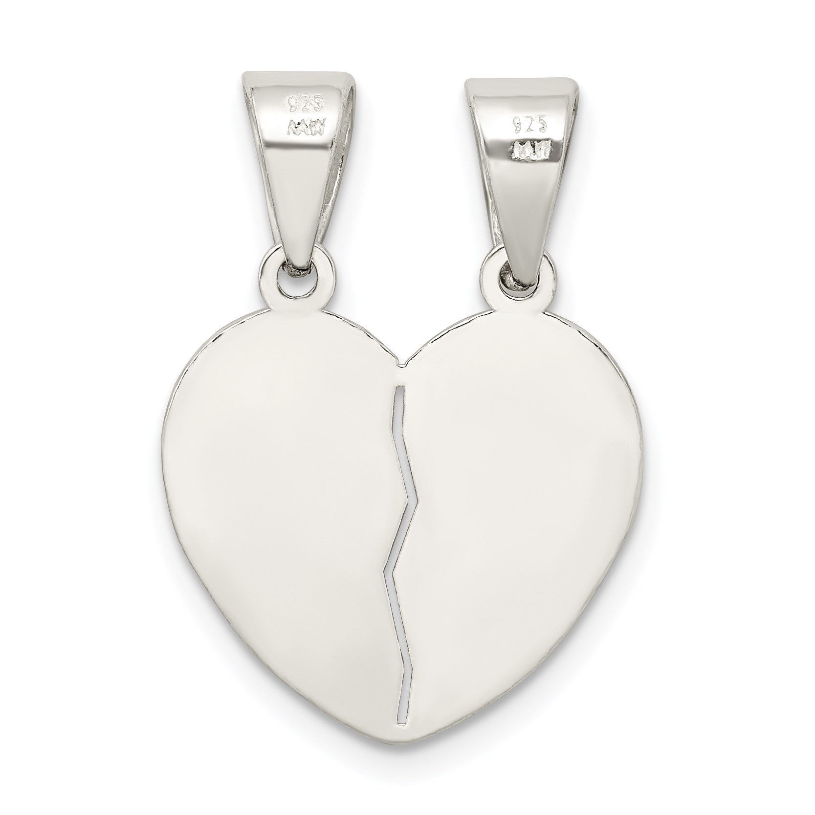 Sterling Silver Polished Te Amo Break Apart Heart Pendant