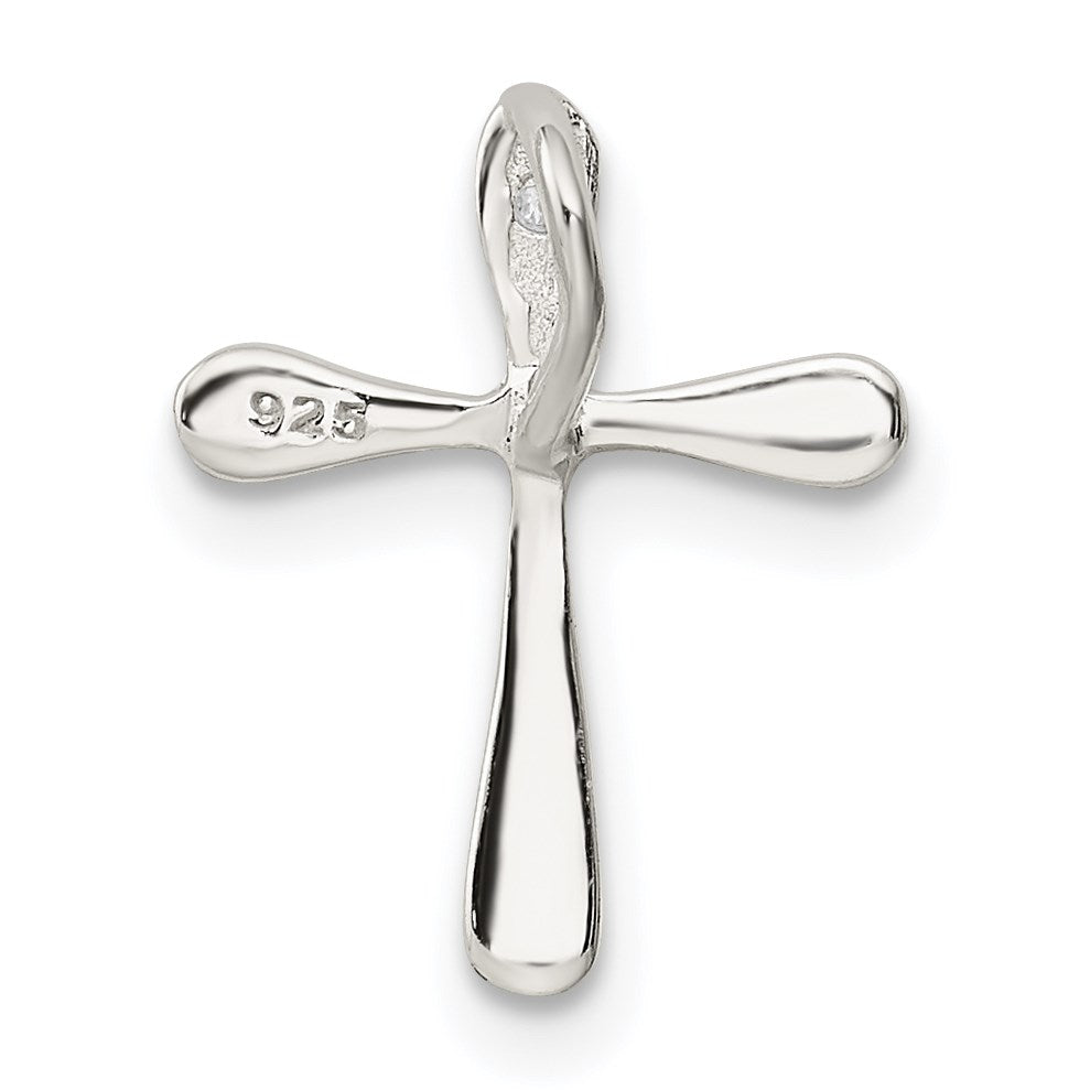 Sterling Silver Polished Diamond Cross Chain Slide