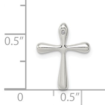 Sterling Silver Polished Diamond Cross Chain Slide