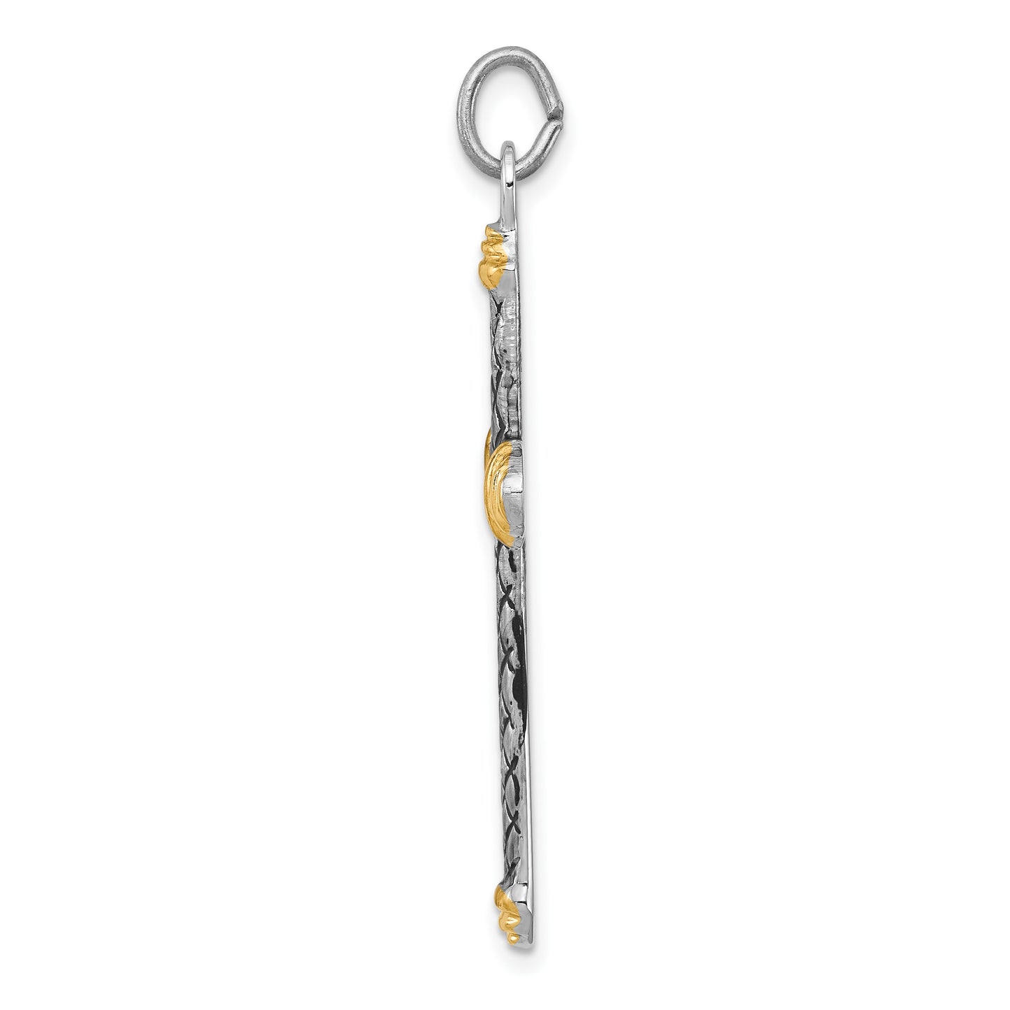 Sterling Silver, Gold-tone, Blk Rhod Criss Cross Design Cross Pendant