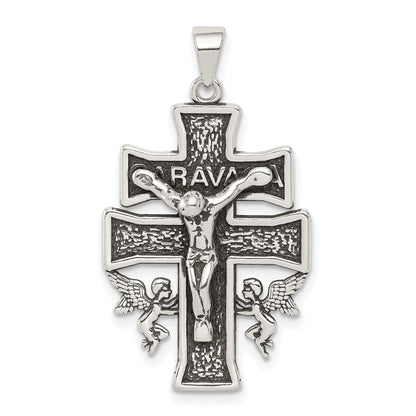 Sterling Silver Antiqued Mini Caravaca Crucifix Pendant