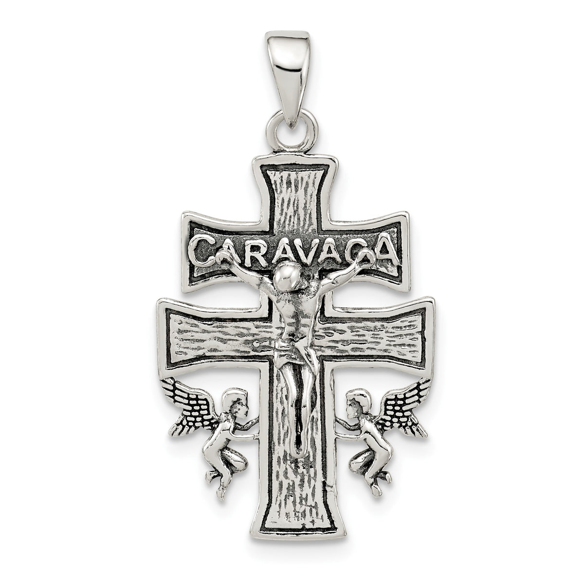 Sterling Silver Antiqued Mini Caravaca Crucifix Pendant