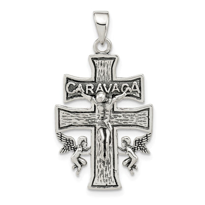 Sterling Silver Antiqued Mini Caravaca Crucifix Pendant