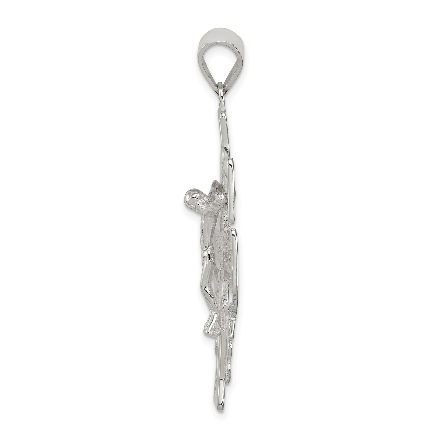 Sterling Silver Polished Large Caravaca INRI Crucifix Cross Pendant