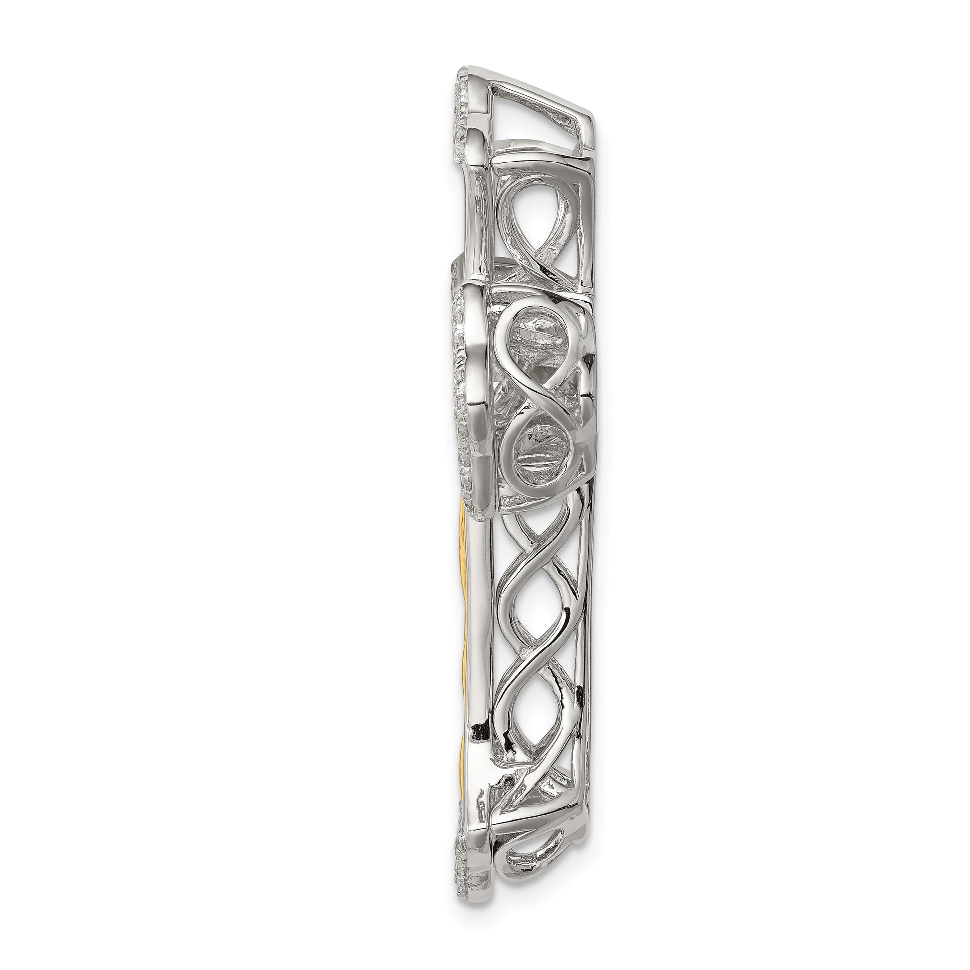 Sterling Silver Platinum-plated Plshed Gold-plated Vibrant CZ Cross Pendant