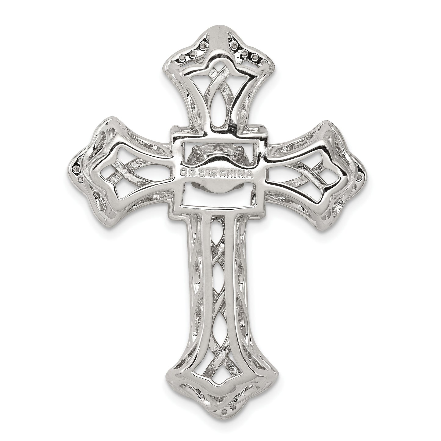 Sterling Silver Platinum-plated Plshed Gold-plated Vibrant CZ Cross Pendant