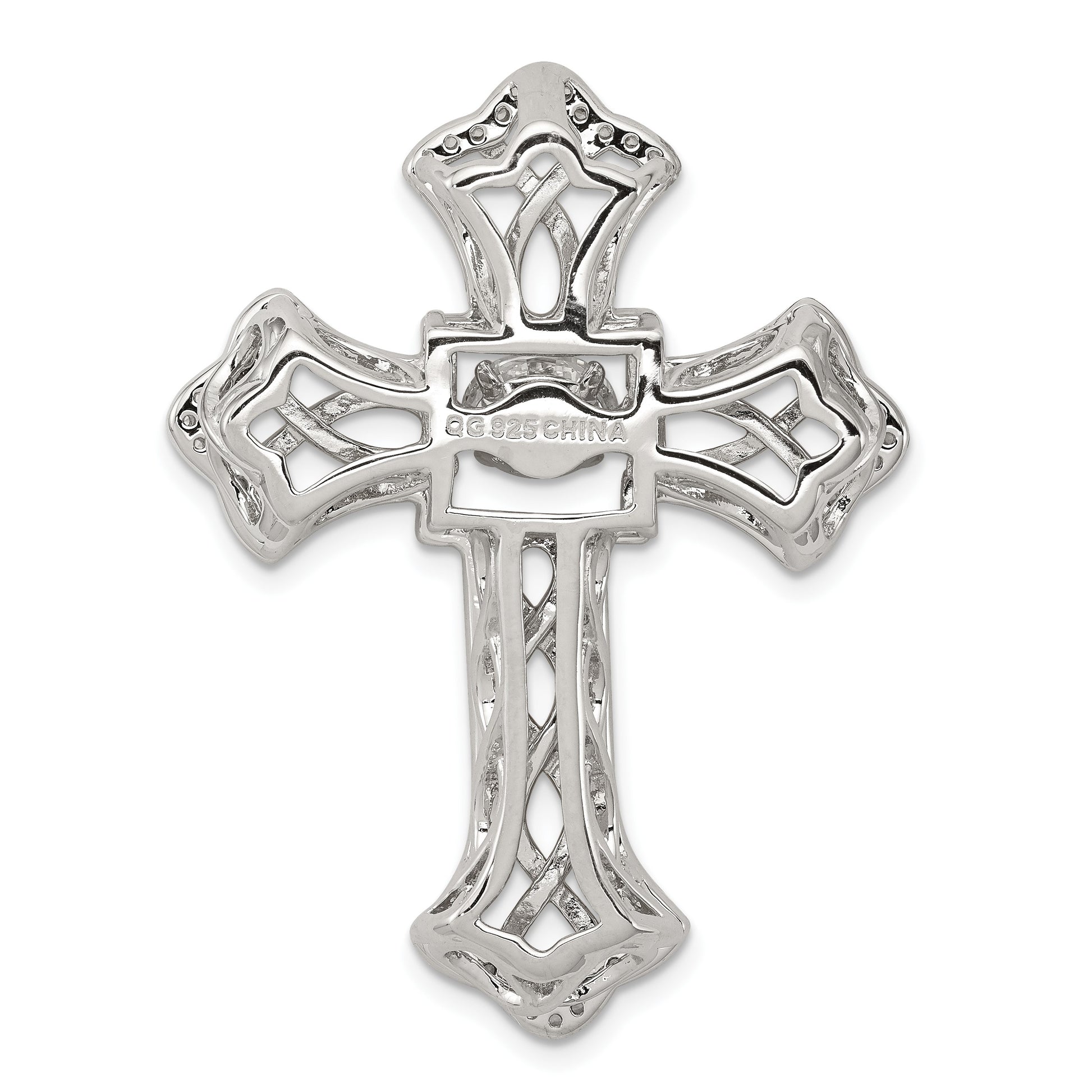 Sterling Silver Platinum-plated Plshed Gold-plated Vibrant CZ Cross Pendant