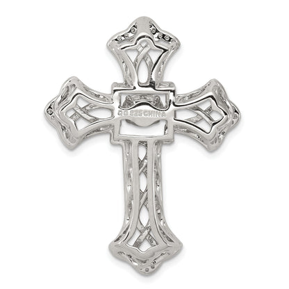 Sterling Silver Platinum-plated Plshed Gold-plated Vibrant CZ Cross Pendant