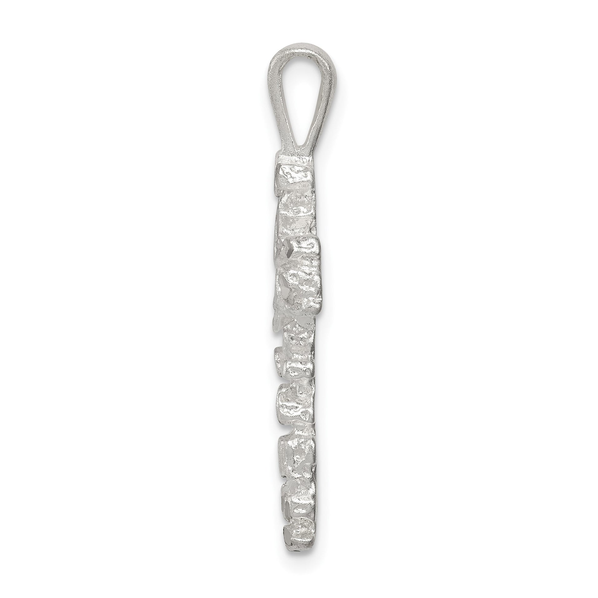 Sterling Silver Satin Finish Diamond-cut Cross Pendant