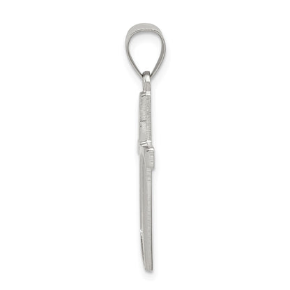 Sterling Silver Textured, Brushed and Polished Latin Cross Pendant